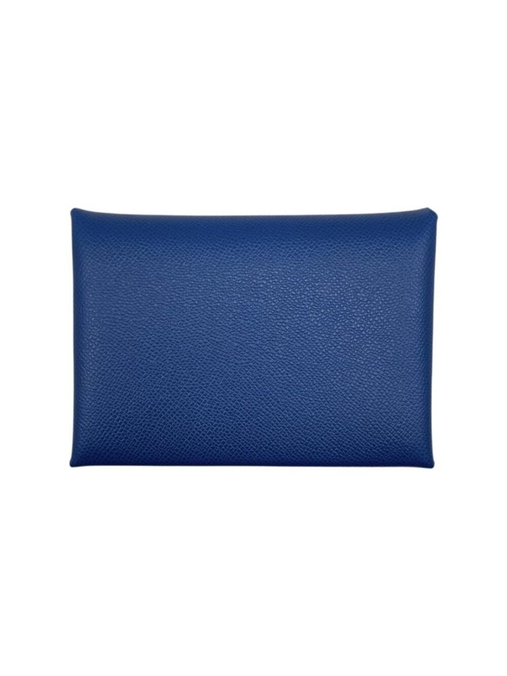 Hermes Card Case Coin Purse Calvi Duo Veau Madame Deep Blue Silver